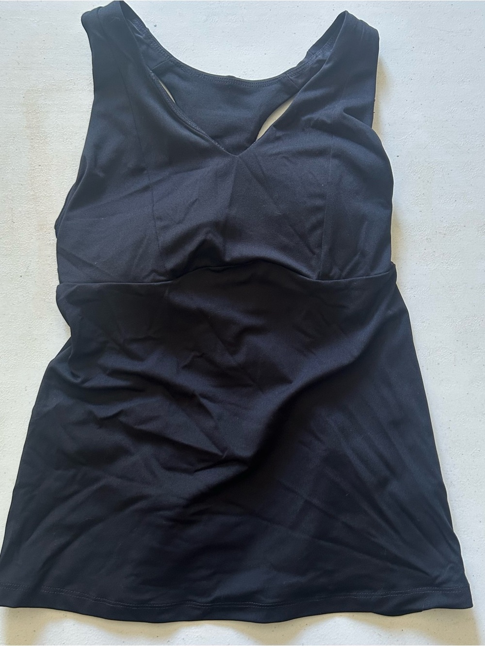 Black Fabletics workout tank top with built in bra, size XXS